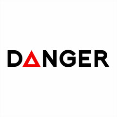Danger text design with danger sign triangle symbol.