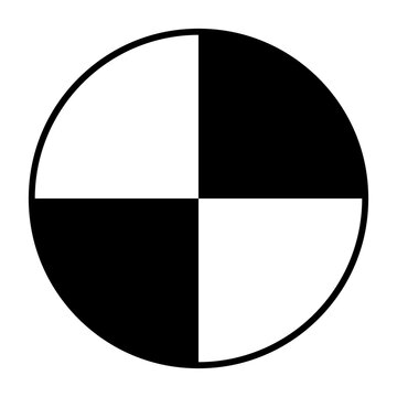 Center of Gtavity symbol, Center of mass and center mark for international cargo packaging