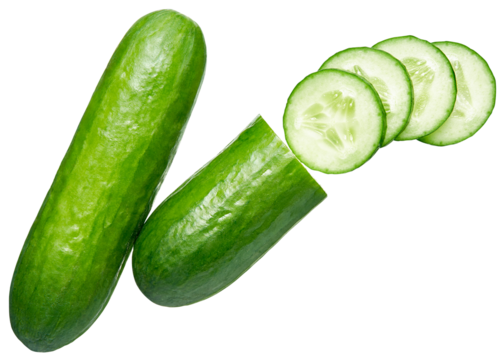 Whole and slices cucumber