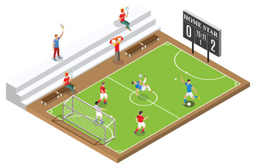 Modern Isometric Live Soccer Tournament Illustration, Suitable for Diagrams, Infographics, Book Illustration, Game Asset, And Other Graphic Related Assets