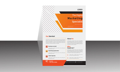  Modern & Creative template  business flyer  design set with orange color. marketing, business proposal, promotion, advertise, publication, cover page with new digital marketing   multipurpose design.