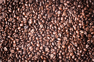 Close shot of Roasted Coffee Beans.