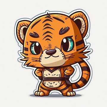 bring the forest to your room with a cartoon tiger sticker generative ai
