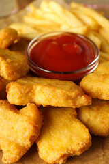Concept of tasty fast or junk food, nuggets