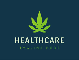 Obraz premium Caring Hands Cannabis Leaf Logo Template