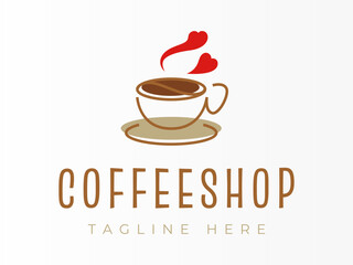 Love Smoke Coffee Cup Logo Design Template