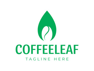 Fototapeta premium Coffee Beans With Leaf Logo Design Template
