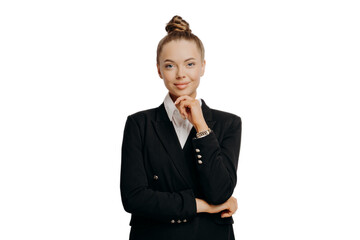 Professional attractive business lady posing in studio