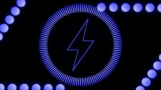 Blue neon hight voltage icon tunnel loop animation
