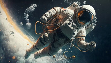 Obraz na płótnie Canvas Astronaut in outer space. Generative AI