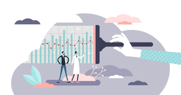 Virology Forecast Illustration, Transparent Background. Virus Progress Prediction In Flat Tiny Persons Concept. Covid-19 Coronavirus Future Prognosis Analysis. Infection Outbreak Prevention.