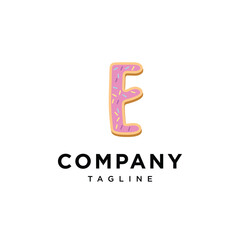Letter E Donut cake icon logo template