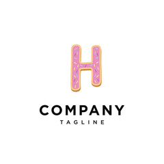 Letter H Donut cake icon logo template