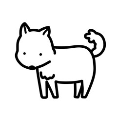 犬の手書きイラスト　モノクロ