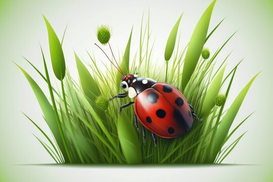 On the Grass, a Ladybug. Generative AI