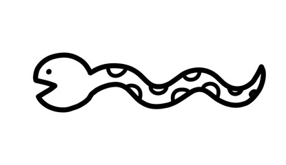 蛇の手書きイラスト　モノクロ