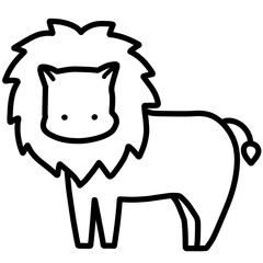 ライオンの手書きイラスト　モノクロ