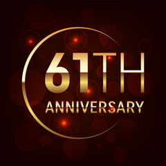61th Anniversary logo design with golden number concept. Logo Vector Template Illustration