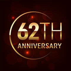 62th Anniversary logo design with golden number concept. Logo Vector Template Illustration