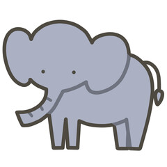 ゾウの手書きイラスト　カラー