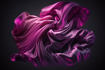 A swirling mass of purple silk fabric captured in motion against a dark background, vibrant and dynamic.