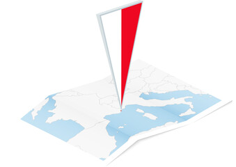 Monaco map with triangular flag in Isometric style.