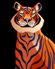 Tiger Portrait in black background vector illustrator