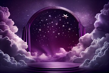 landscape with clouds and stars, generative ai