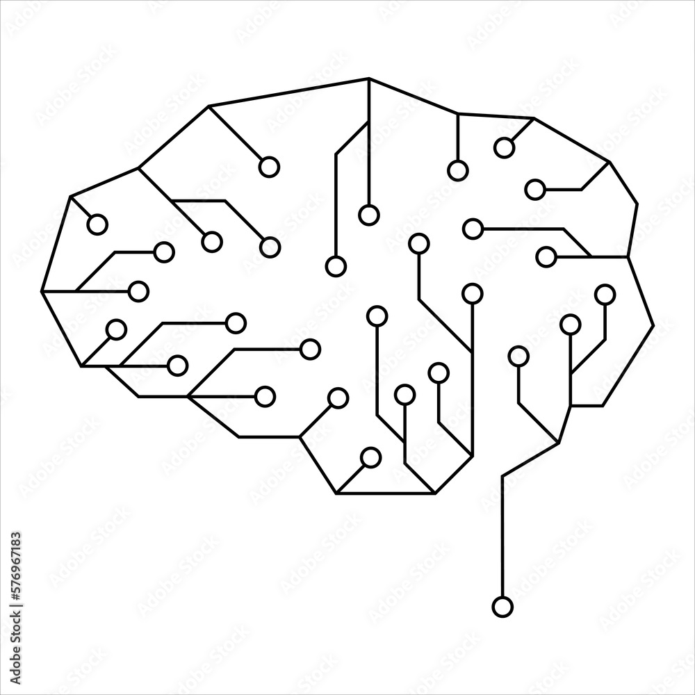 Poster circuit board human brain. concept illustration of artificial intelligence. technology background.