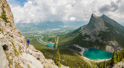 Man walking in mountains