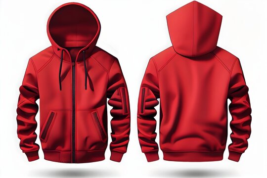 Blank red hoodie isolated on white background, generative ai