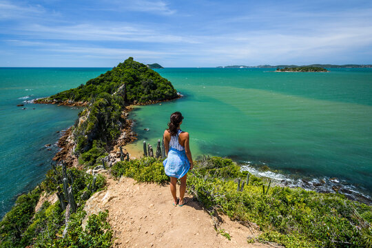 Woman standing in Restinga Peninsula, Rio de Janeiro