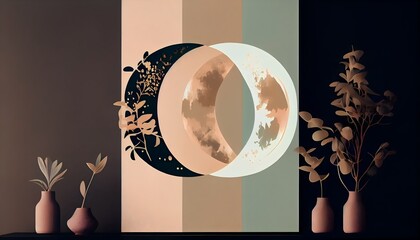 illustration of an background with three phases of the moon goddess, generative ai, the Maiden, the Mother, and the Crone