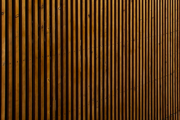 Obraz premium Wall of wooden slats. Wooden floor. Wooden fence. Wooden wall. Modern architectural wall.