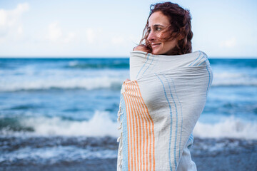 Solo Woman with towel at the beach in Puerto Rico