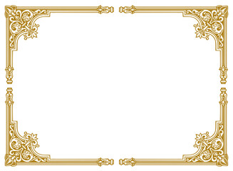 golden frame with ornament vector illustration