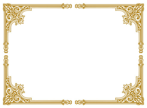 Golden vintage frame with ornament vector illustration