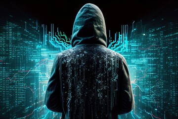 Hacker, cyber security, cyberpunk style concept art. Generative art