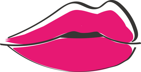 Fashion theme, hand drawn lips with lipstick