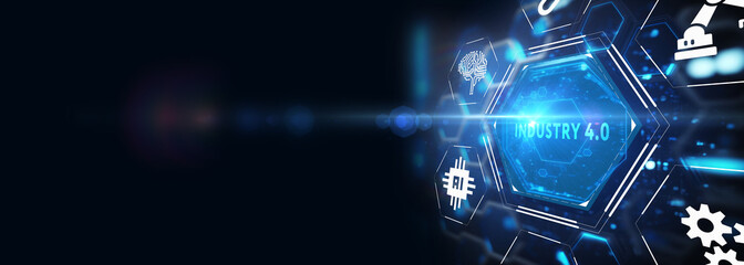 Fototapeta premium Industry 4.0 Cloud computing, physical systems, IOT, cognitive computing industry. 3d illustration