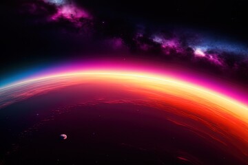 Obraz premium a lone galaxy, in space, wide angle. Ai generated