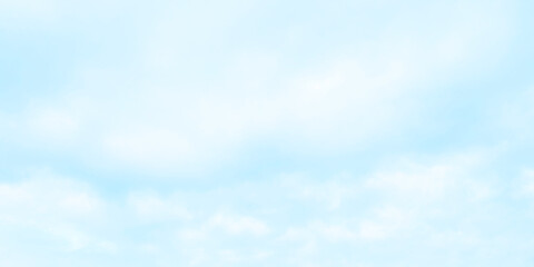 View of the watercolor soft blue sky and clouds. Blue sky and white clouds floated in the sky on a clear day with warm sunshine combined with cool breeze blowing