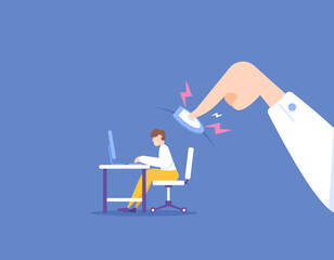 Overcome work pressure or pressure from superiors or bosses. protection or insurance for employees. protection from mistreatment by senior employees. comfortable work. illustration concept design