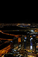 Fototapeta premium city skyline at sunrise of dubai from the burj khalifa