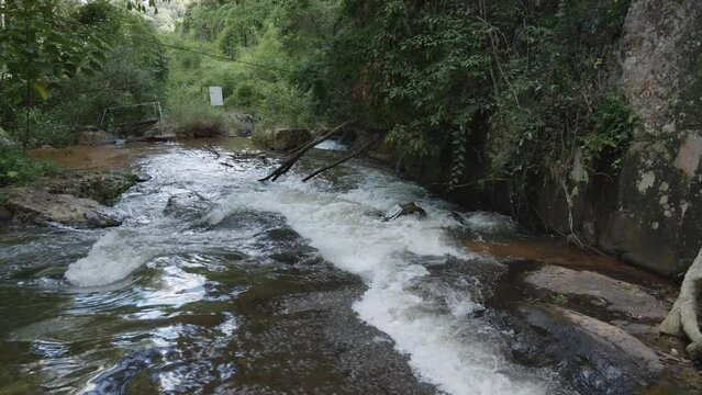 Fast Flowing River Of Datanla Waterfall In Da Lat, Vietnam. Static Shot