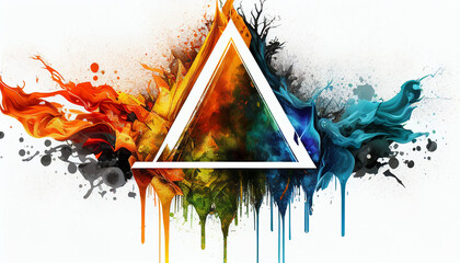 Iridescent Trianglify: A Colorful Abstract Art Background with Geometric Elements on white Background. Generative Ai