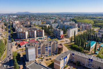 Fototapeta na wymiar Bashkortostan, Sterlitamak city: residential development of the VTS district. Aerial view.