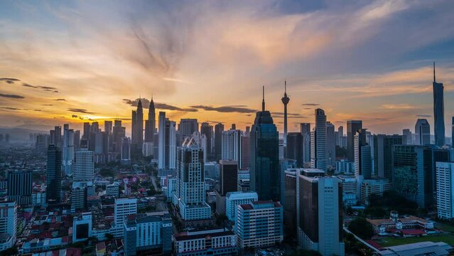 4k,Time lapse Landscape of Kuala Lumpur, Malaysia at morning and sunrise.