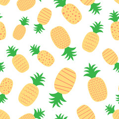 Seamless pattern pineapples vector illustration