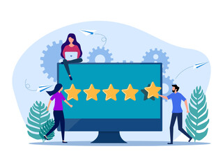 Customers give online channel star ratings. Evaluation of service performance. Satisfaction with products or services vector